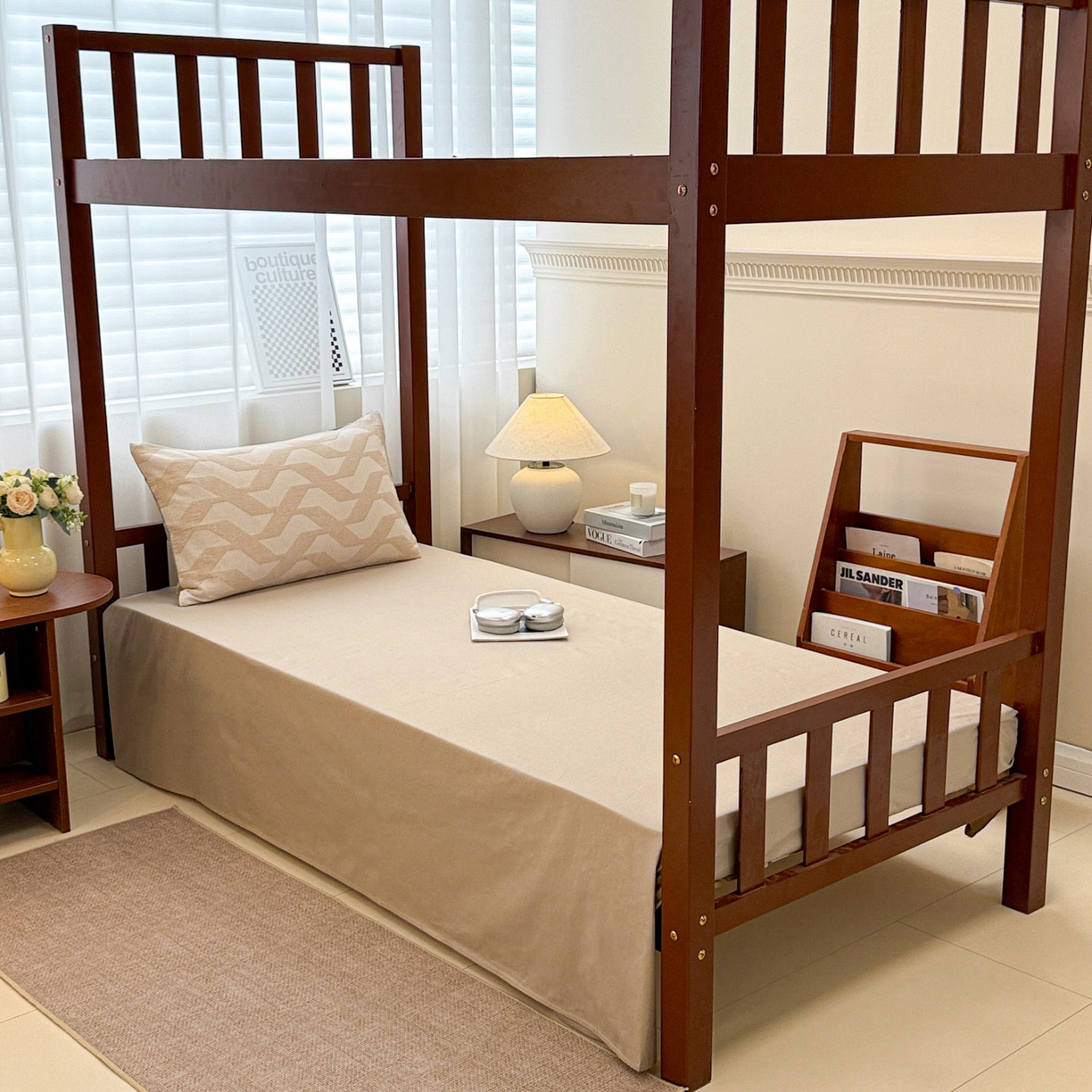 91家纺网 家纺一手货源 找家纺 眠博士 2025新款A类全棉纯棉色织提花三层纱三四件套学生三件套宿舍上下铺 三层纱套件-慕斯-杏