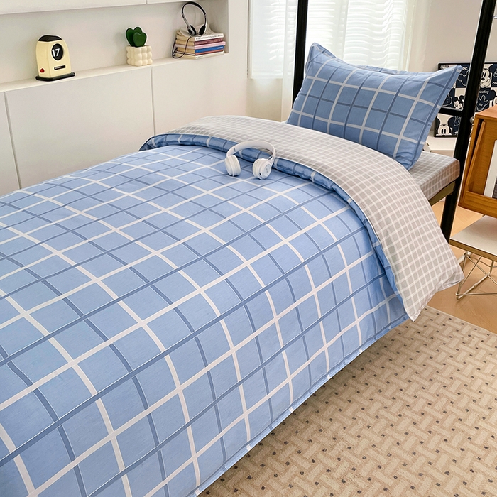 91家纺网 家纺一手货源 找家纺 锦润家纺2025新款全棉13372学生三件套纯棉宿舍六件套 风和日丽