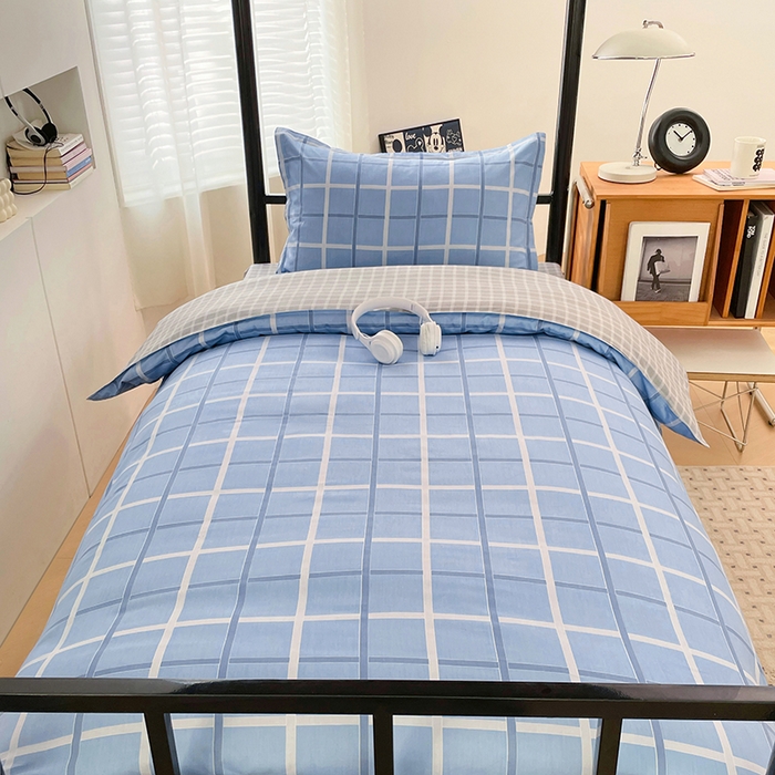 91家纺网 家纺一手货源 找家纺 锦润家纺2025新款全棉13372学生三件套纯棉宿舍六件套 风和日丽