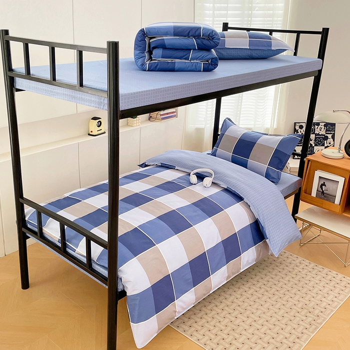 91家纺网 家纺一手货源 找家纺 锦润家纺2025新款全棉13372学生三件套纯棉宿舍六件套 初遇-蓝