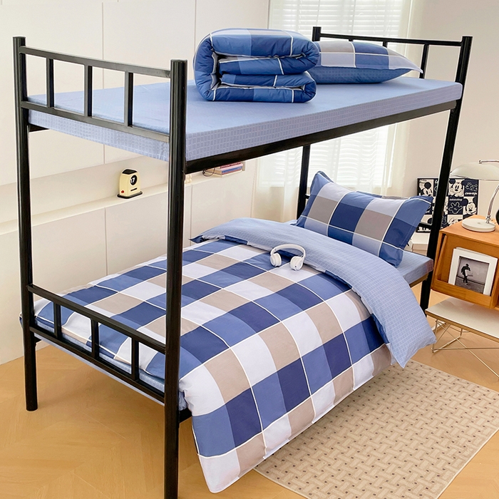 91家纺网 家纺一手货源 找家纺 锦润家纺2025新款全棉13372学生三件套纯棉宿舍六件套 初遇-蓝