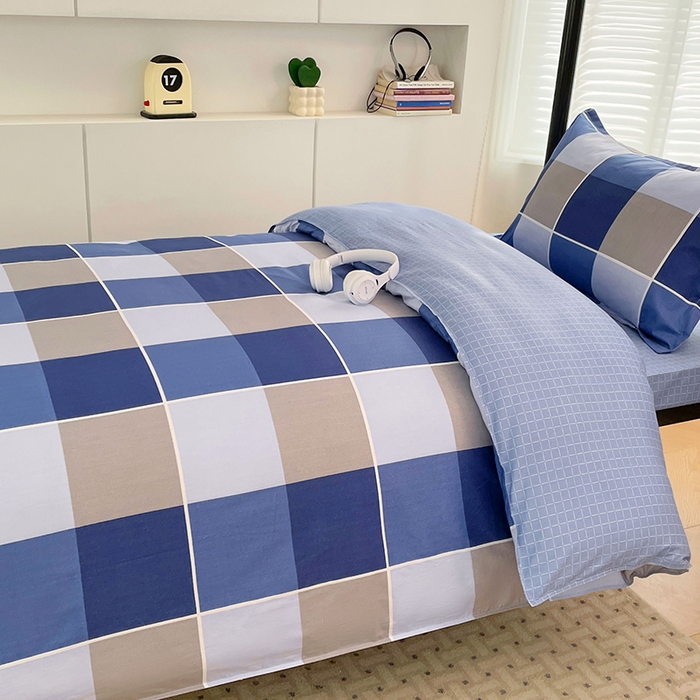 91家纺网 家纺一手货源 找家纺 锦润家纺2025新款全棉13372学生三件套纯棉宿舍六件套 初遇-蓝