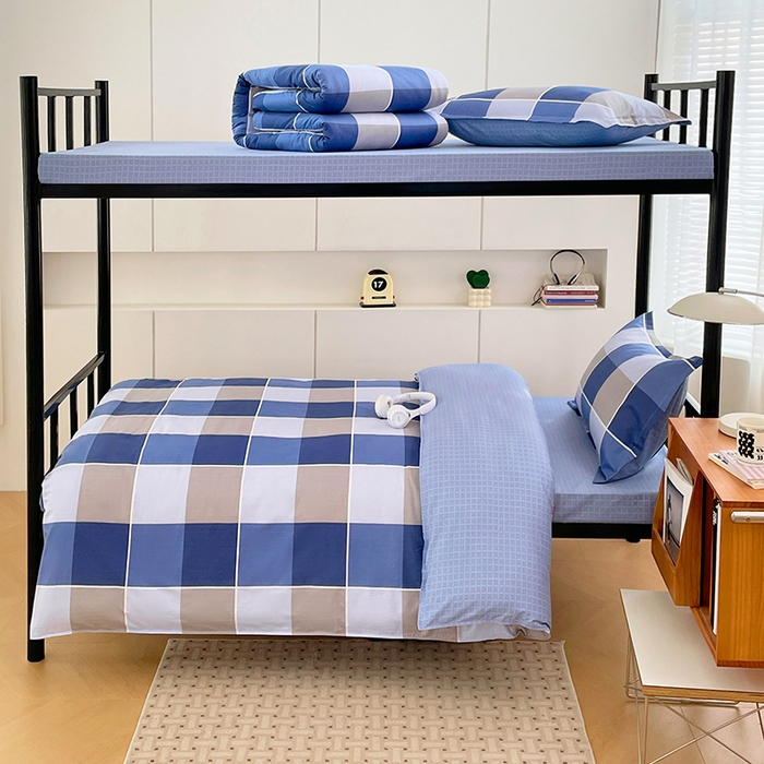 91家纺网 家纺一手货源 找家纺 锦润家纺2025新款全棉13372学生三件套纯棉宿舍六件套 初遇-蓝