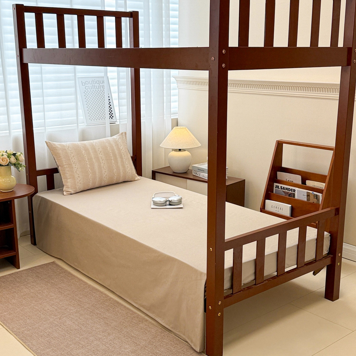 91家纺网 家纺一手货源 找家纺 眠博士 2025新款A类全棉纯棉色织提花三层纱三四件套学生三件套宿舍上下铺 三层纱套件-时光-杏