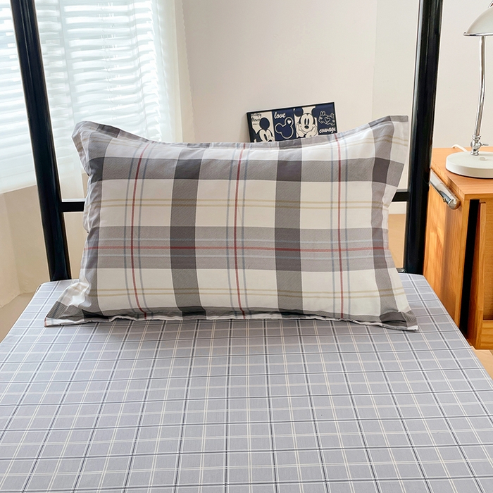 91家纺网 家纺一手货源 找家纺 锦润家纺2025新款全棉13372学生三件套纯棉宿舍六件套 莫尔-灰