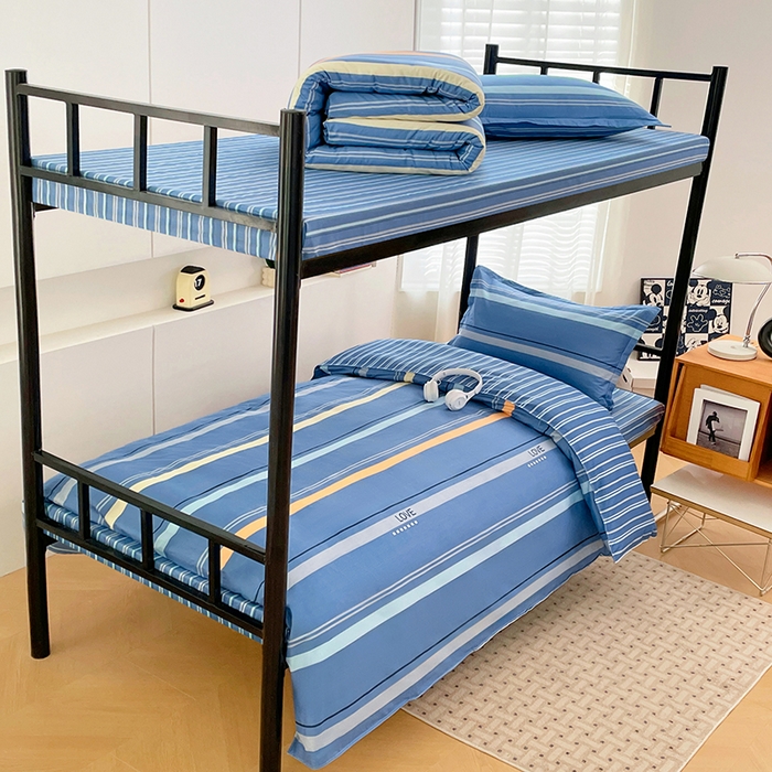 91家纺网 家纺一手货源 找家纺 锦润家纺2025新款全棉13372学生三件套纯棉宿舍六件套 莫克-蓝