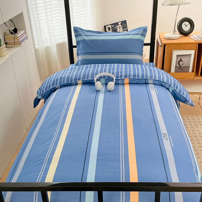 91家纺网 家纺一手货源 找家纺 锦润家纺2025新款全棉13372学生三件套纯棉宿舍六件套 莫克-蓝