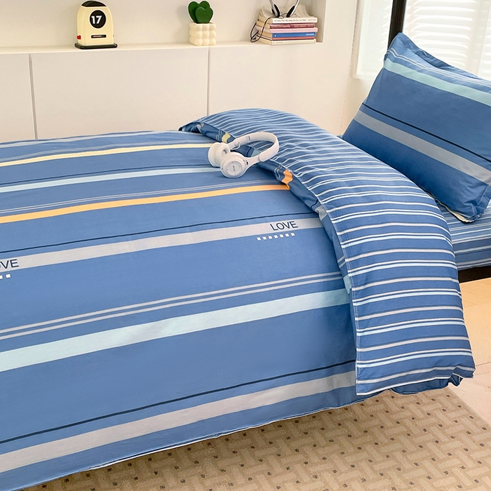 91家纺网 家纺一手货源 找家纺 锦润家纺2025新款全棉13372学生三件套纯棉宿舍六件套 莫克-蓝