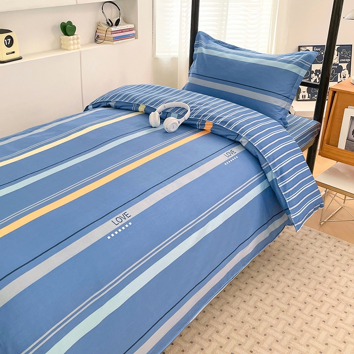 91家纺网 家纺一手货源 找家纺 锦润家纺2025新款全棉13372学生三件套纯棉宿舍六件套 莫克-蓝