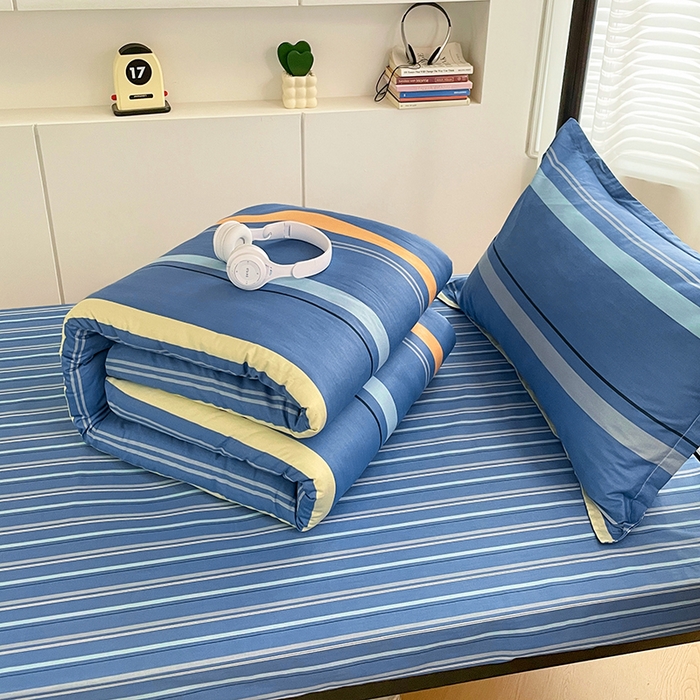 91家纺网 家纺一手货源 找家纺 锦润家纺2025新款全棉13372学生三件套纯棉宿舍六件套 莫克-蓝