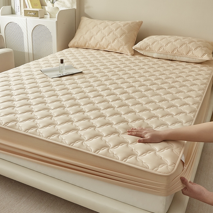 91家纺网 家纺一手货源 找家纺 （总）盛眠家纺 2025新款亲肤舒适水洗棉夹棉床笠-风语