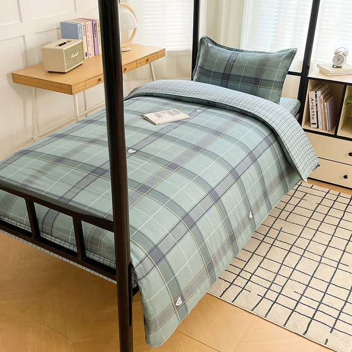 91家纺网 家纺一手货源 找家纺 锦润 2025新款印花12868全棉学生宿舍三件套纯棉六件套心愿梦境