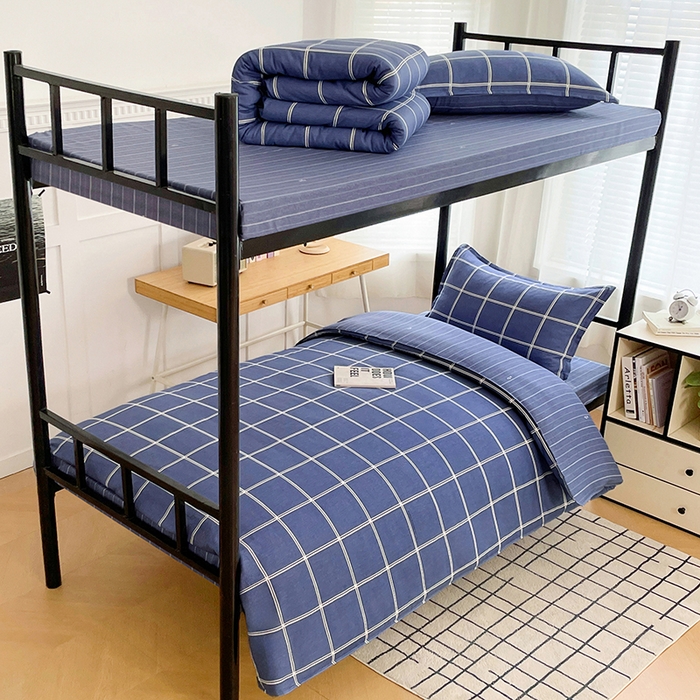 91家纺网 家纺一手货源 找家纺 锦润 2025新款印花12868全棉学生宿舍三件套纯棉六件套幸福定制-蓝