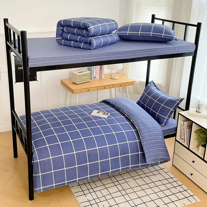 91家纺网 家纺一手货源 找家纺 锦润 2025新款印花12868全棉学生宿舍三件套纯棉六件套幸福定制-蓝