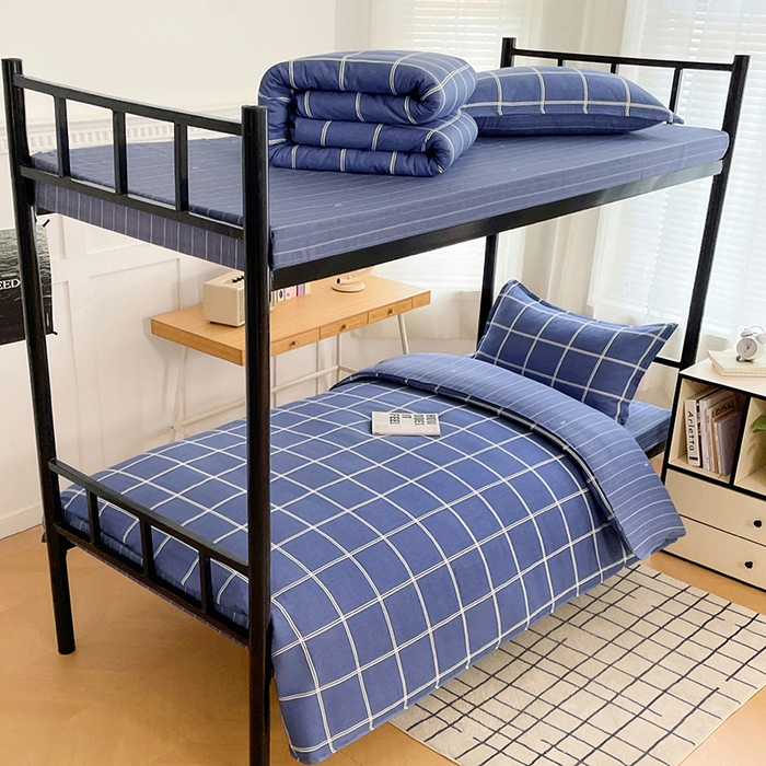 91家纺网 家纺一手货源 找家纺 锦润 2025新款印花12868全棉学生宿舍三件套纯棉六件套幸福定制-蓝