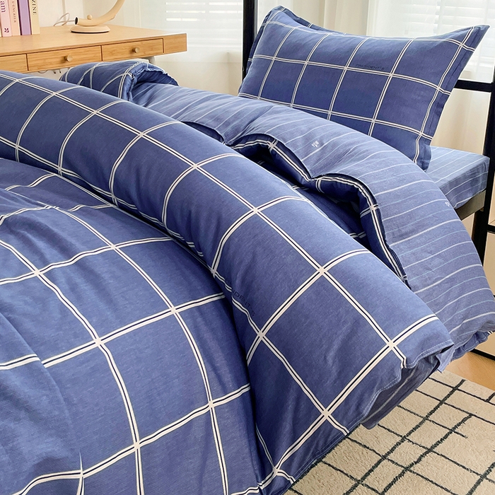 91家纺网 家纺一手货源 找家纺 锦润 2025新款印花12868全棉学生宿舍三件套纯棉六件套幸福定制-蓝