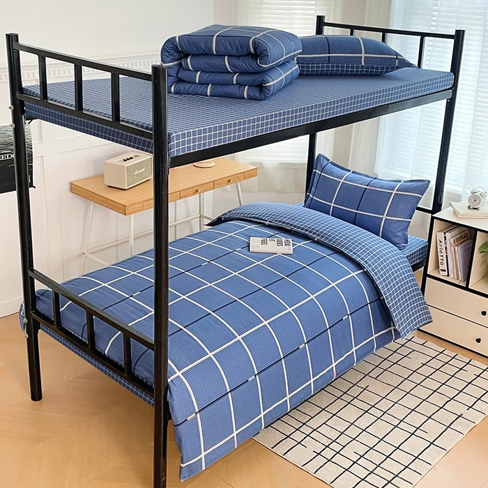 91家纺网 家纺一手货源 找家纺 锦润 2025新款印花12868全棉学生宿舍三件套纯棉六件套夜华-蓝