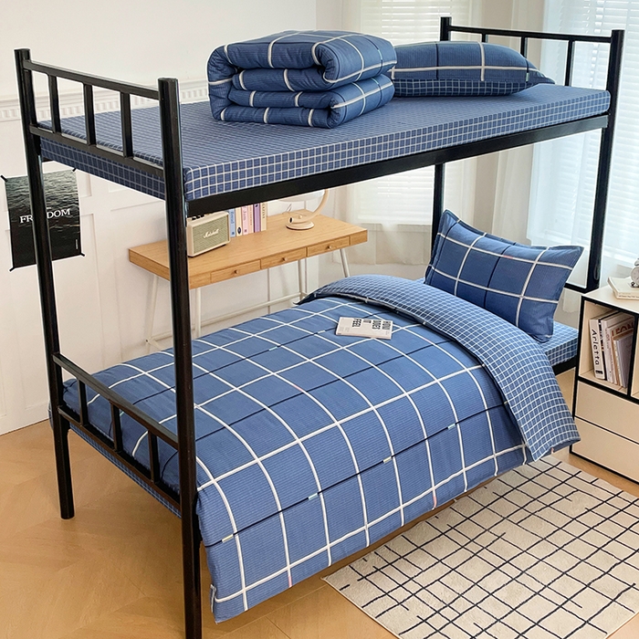 91家纺网 家纺一手货源 找家纺 锦润 2025新款印花12868全棉学生宿舍三件套纯棉六件套夜华-蓝