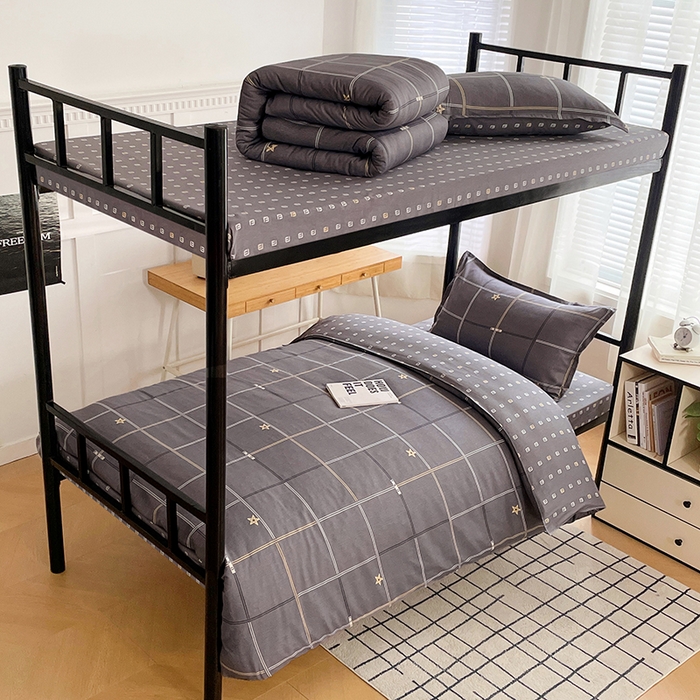 91家纺网 家纺一手货源 找家纺 锦润 2025新款印花12868全棉学生宿舍三件套纯棉六件套星途之上-灰