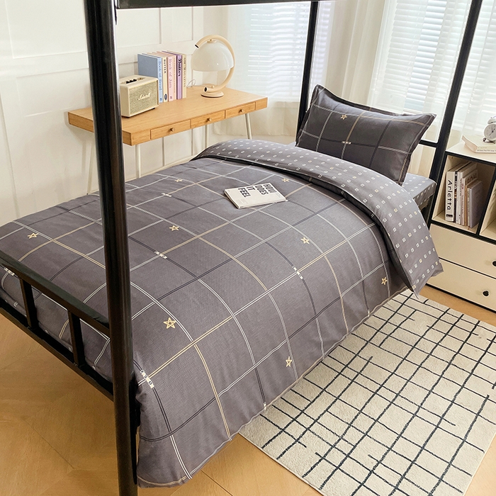 91家纺网 家纺一手货源 找家纺 锦润 2025新款印花12868全棉学生宿舍三件套纯棉六件套星途之上-灰