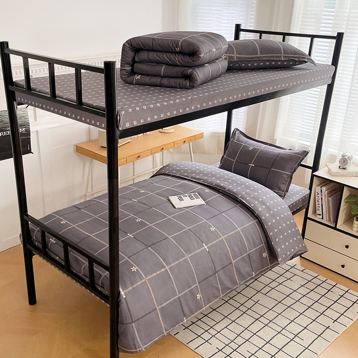 91家纺网 家纺一手货源 找家纺 锦润 2025新款印花12868全棉学生宿舍三件套纯棉六件套星途之上-灰