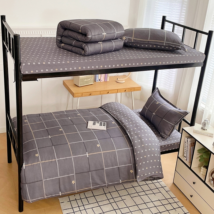 91家纺网 家纺一手货源 找家纺 锦润 2025新款印花12868全棉学生宿舍三件套纯棉六件套星途之上-灰