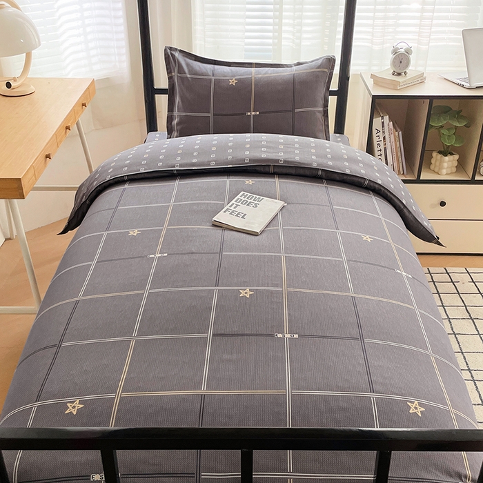 91家纺网 家纺一手货源 找家纺 锦润 2025新款印花12868全棉学生宿舍三件套纯棉六件套星途之上-灰