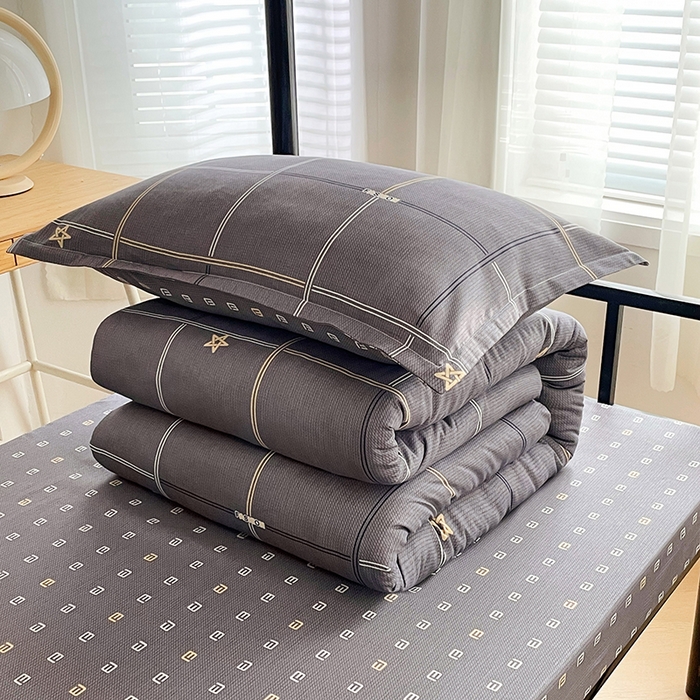 91家纺网 家纺一手货源 找家纺 锦润 2025新款印花12868全棉学生宿舍三件套纯棉六件套星途之上-灰