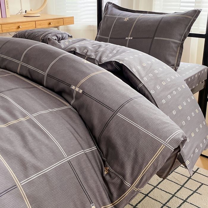 91家纺网 家纺一手货源 找家纺 锦润 2025新款印花12868全棉学生宿舍三件套纯棉六件套星途之上-灰