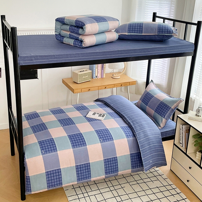 91家纺网 家纺一手货源 找家纺 锦润 2025新款印花12868全棉学生宿舍三件套纯棉六件套夏日摩卡-灰