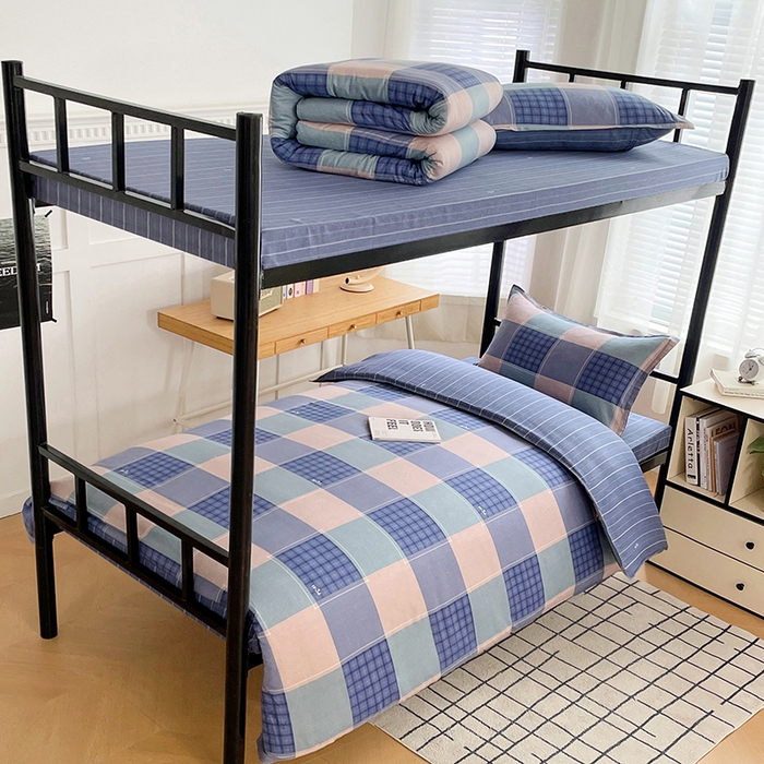 91家纺网 家纺一手货源 找家纺 锦润 2025新款印花12868全棉学生宿舍三件套纯棉六件套夏日摩卡-灰