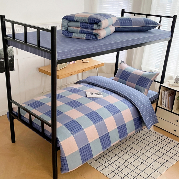 91家纺网 家纺一手货源 找家纺 锦润 2025新款印花12868全棉学生宿舍三件套纯棉六件套夏日摩卡-灰