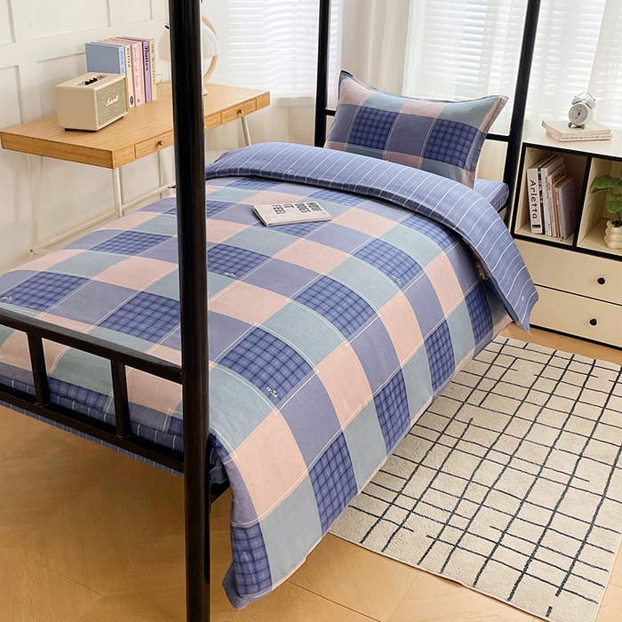 91家纺网 家纺一手货源 找家纺 锦润 2025新款印花12868全棉学生宿舍三件套纯棉六件套夏日摩卡-灰