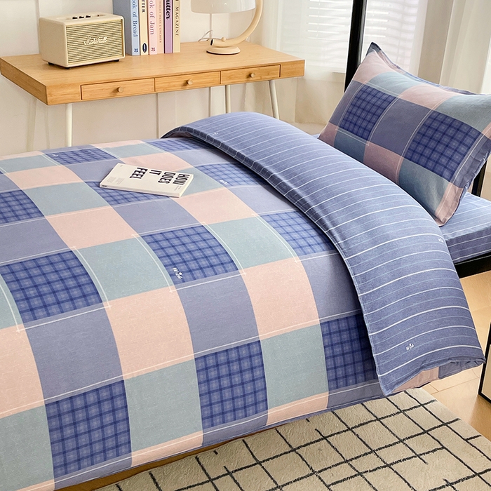 91家纺网 家纺一手货源 找家纺 锦润 2025新款印花12868全棉学生宿舍三件套纯棉六件套夏日摩卡-灰