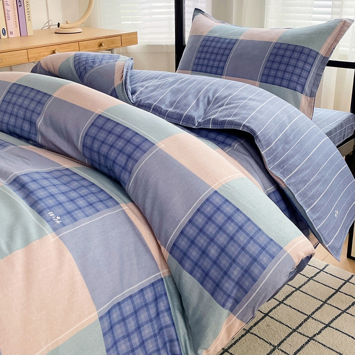 91家纺网 家纺一手货源 找家纺 锦润 2025新款印花12868全棉学生宿舍三件套纯棉六件套夏日摩卡-灰