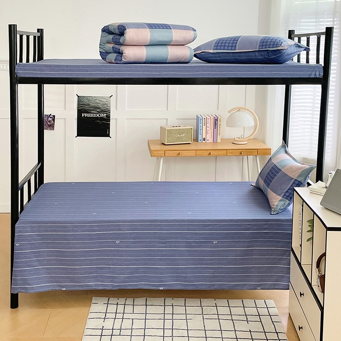 91家纺网 家纺一手货源 找家纺 锦润 2025新款印花12868全棉学生宿舍三件套纯棉六件套夏日摩卡-灰