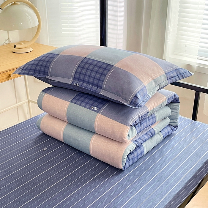 91家纺网 家纺一手货源 找家纺 锦润 2025新款印花12868全棉学生宿舍三件套纯棉六件套夏日摩卡-灰