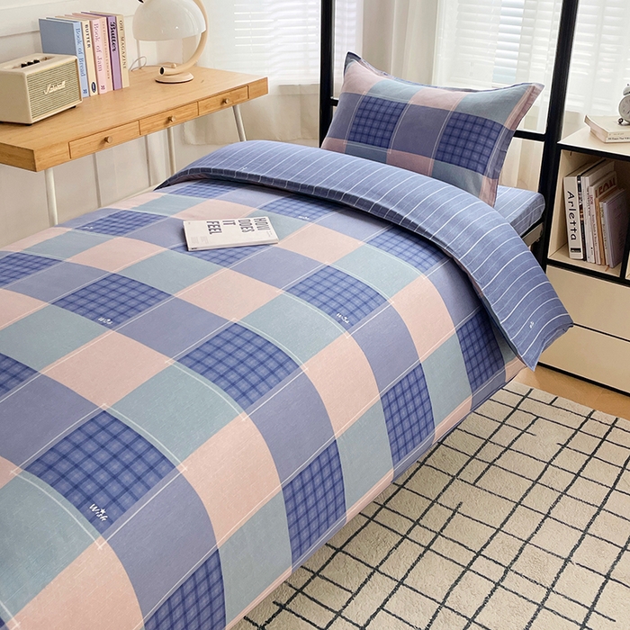 91家纺网 家纺一手货源 找家纺 锦润 2025新款印花12868全棉学生宿舍三件套纯棉六件套夏日摩卡-灰