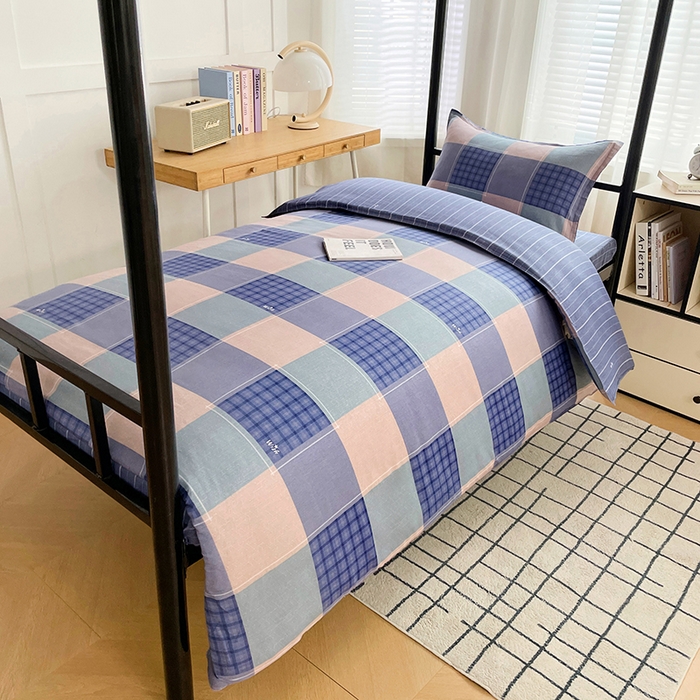 91家纺网 家纺一手货源 找家纺 锦润 2025新款印花12868全棉学生宿舍三件套纯棉六件套夏日摩卡-灰