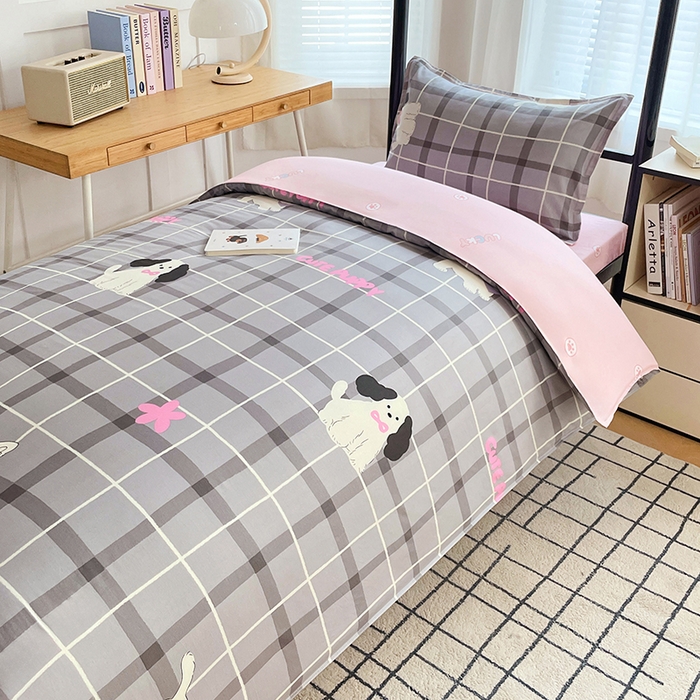 91家纺网 家纺一手货源 找家纺 锦润 2025新款印花12868全棉学生宿舍三件套纯棉六件套涂鸦