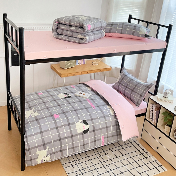 91家纺网 家纺一手货源 找家纺 锦润 2025新款印花12868全棉学生宿舍三件套纯棉六件套涂鸦