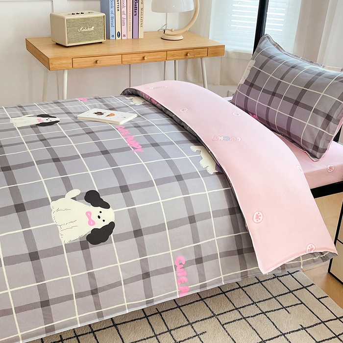 91家纺网 家纺一手货源 找家纺 锦润 2025新款印花12868全棉学生宿舍三件套纯棉六件套涂鸦