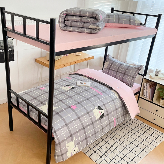 91家纺网 家纺一手货源 找家纺 锦润 2025新款印花12868全棉学生宿舍三件套纯棉六件套涂鸦