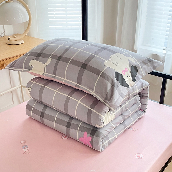 91家纺网 家纺一手货源 找家纺 锦润 2025新款印花12868全棉学生宿舍三件套纯棉六件套涂鸦