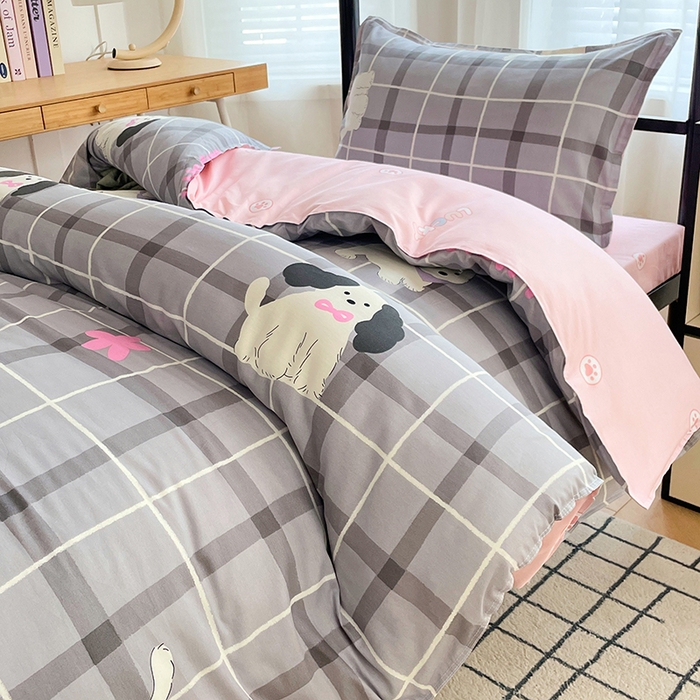 91家纺网 家纺一手货源 找家纺 锦润 2025新款印花12868全棉学生宿舍三件套纯棉六件套涂鸦