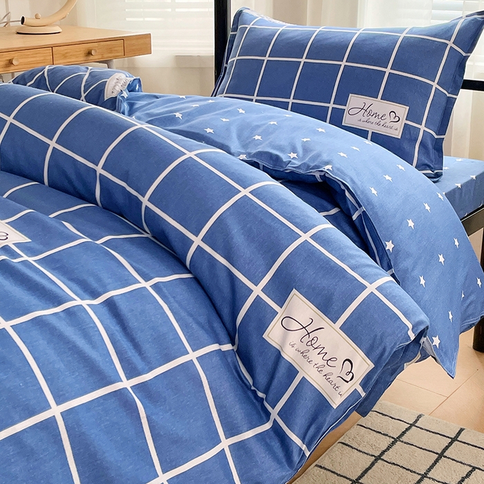 91家纺网 家纺一手货源 找家纺 锦润 2025新款印花12868全棉学生宿舍三件套纯棉六件套绅士风范-蓝