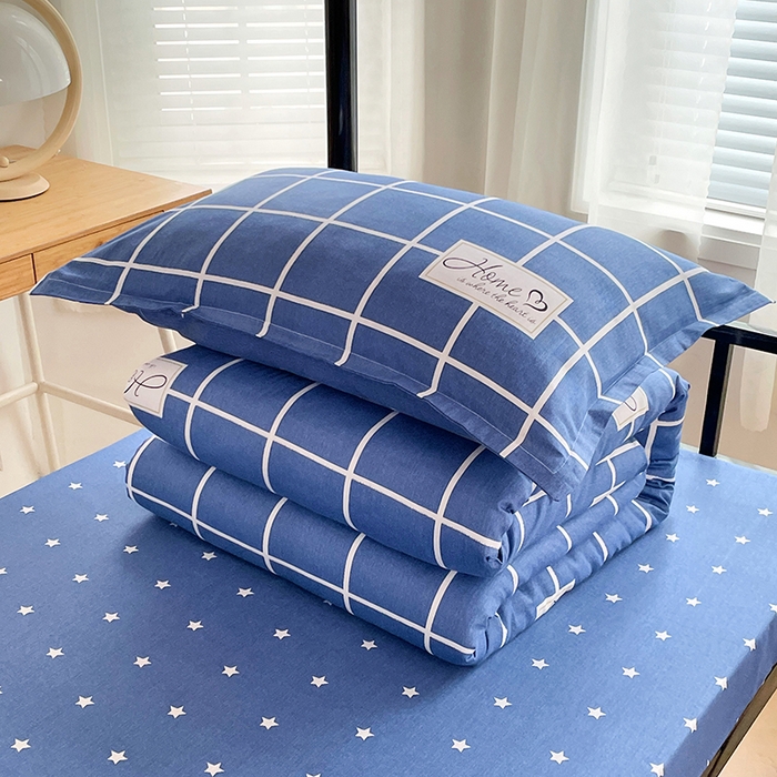 91家纺网 家纺一手货源 找家纺 锦润 2025新款印花12868全棉学生宿舍三件套纯棉六件套绅士风范-蓝