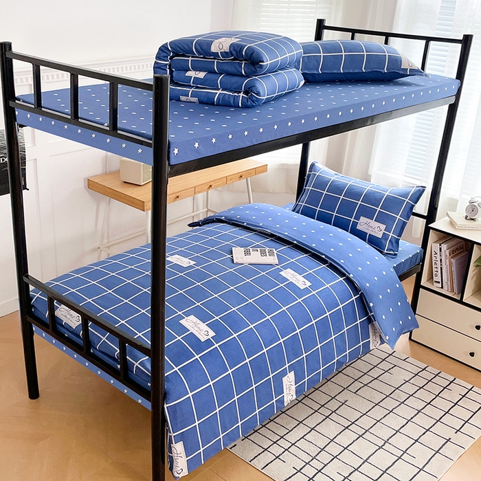 91家纺网 家纺一手货源 找家纺 锦润 2025新款印花12868全棉学生宿舍三件套纯棉六件套绅士风范-蓝