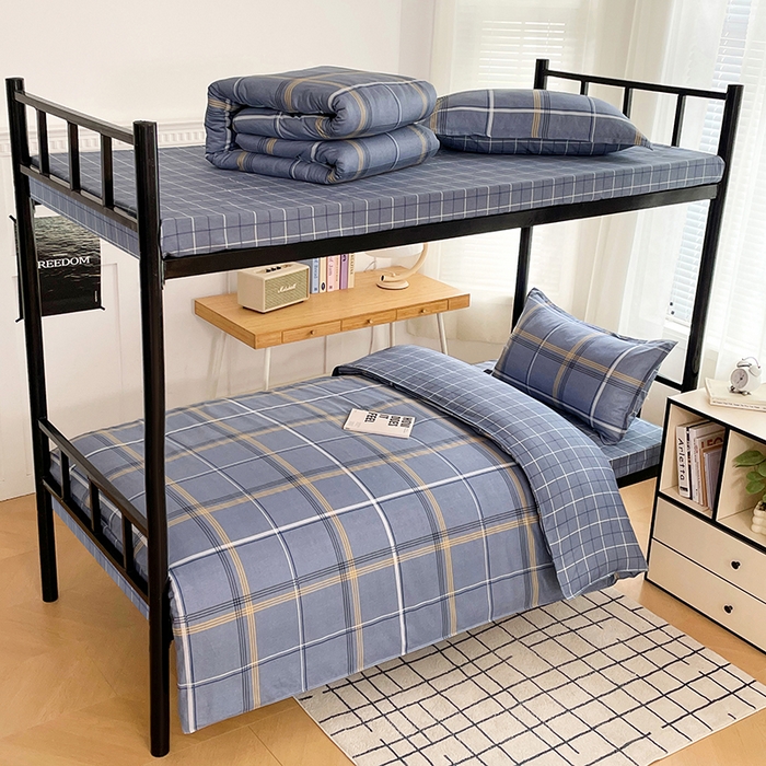 91家纺网 家纺一手货源 找家纺 锦润 2025新款印花12868全棉学生宿舍三件套纯棉六件套青涩时光