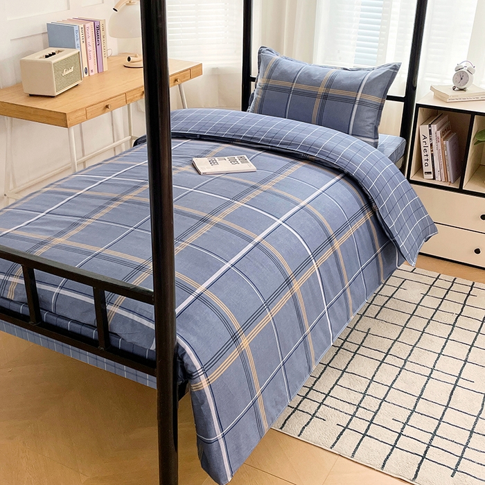 91家纺网 家纺一手货源 找家纺 锦润 2025新款印花12868全棉学生宿舍三件套纯棉六件套青涩时光